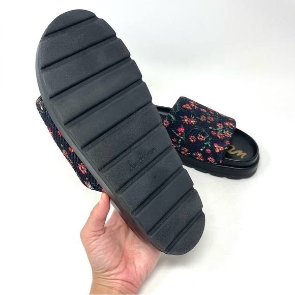 Sam Edelman Shaye Floral Faux Leather Slip On Flatform Sandals Size 10 - Picture 7 of 9